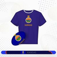 Kansas rugby jersey with rugby ball of Kansas on abstract sport background. vector