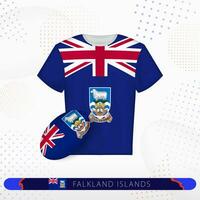 Falkland Islands rugby jersey with rugby ball of Falkland Islands on abstract sport background. vector