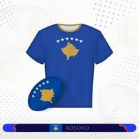 Kosovo rugby jersey with rugby ball of Kosovo on abstract sport background. vector