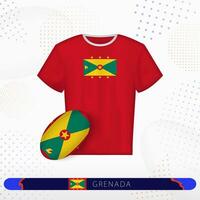 Grenada rugby jersey with rugby ball of Grenada on abstract sport background. vector