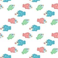 Seamless pattern multicolored fish, vector illustration for fabric, print, apparel