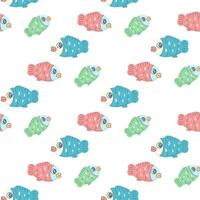 Seamless pattern multicolored fish, vector illustration for fabric, print, apparel