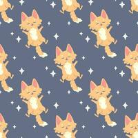 Seamless pattern sleeping cat, napping, cartoon cute, vector illustration for fabric, print, clothing