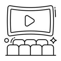 Conceptual linear design icon of watching video vector