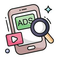 Mobile ad icon, editable vector