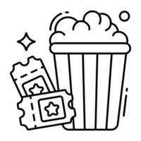 A flat design icon of popcorn bucket vector