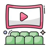 Conceptual flat design icon of watching video vector