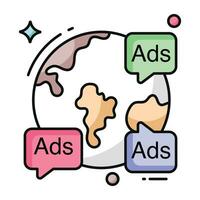 An icon design of global ad vector