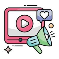 Editable design icon of video marketing vector