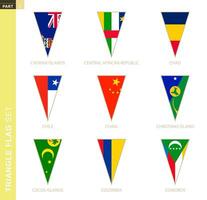 triángulo bandera colocar, estilizado país banderas vector
