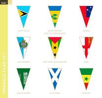 Triangle flag set, stylized country flags. vector