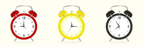 Alarm clock set, three versions of clock. vector