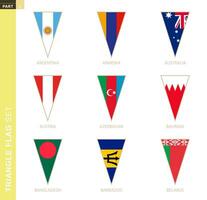 Triangle flag set, stylized country flags. vector