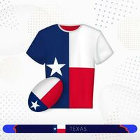 Texas rugby jersey with rugby ball of Texas on abstract sport background. vector