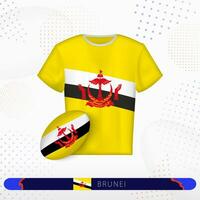 Brunei rugby jersey with rugby ball of Brunei on abstract sport background. vector