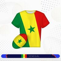 Senegal rugby jersey with rugby ball of Senegal on abstract sport background. vector