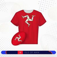 Isle of Man rugby jersey with rugby ball of Isle of Man on abstract sport background. vector