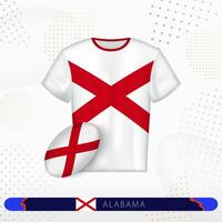Alabama rugby jersey with rugby ball of Alabama on abstract sport background. vector