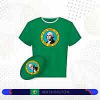 Washington rugby jersey with rugby ball of Washington on abstract sport background. vector