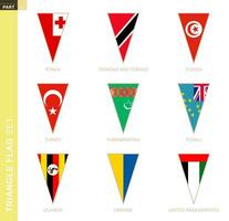 Triangle flag set, stylized country flags. vector