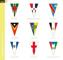 Triangle flag set, stylized country flags. vector