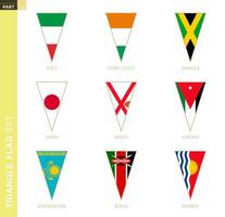 Triangle flag set, stylized country flags. vector