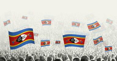 Abstract crowd with flag of Swaziland. Peoples protest, revolution, strike and demonstration with flag of Swaziland. vector