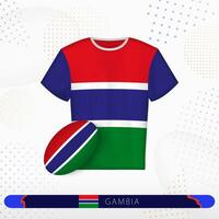 Gambia rugby jersey with rugby ball of Gambia on abstract sport background. vector