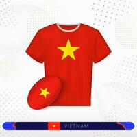 Vietnam rugby jersey with rugby ball of Vietnam on abstract sport background. vector