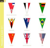 Triangle flag set, stylized country flags. vector