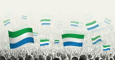 Abstract crowd with flag of Sierra Leone. Peoples protest, revolution, strike and demonstration with flag of Sierra Leone. vector