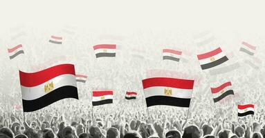 resumen multitud con bandera de Egipto. pueblos protesta, revolución, Huelga y demostración con bandera de Egipto. vector