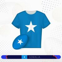 Somalia rugby jersey with rugby ball of Somalia on abstract sport background. vector