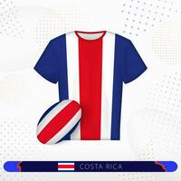 Costa Rica rugby jersey with rugby ball of Costa Rica on abstract sport background. vector