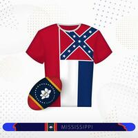 Mississippi rugby jersey with rugby ball of Mississippi on abstract sport background. vector