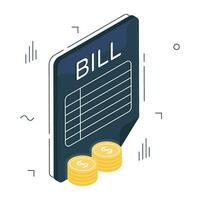 An icon design of bill isolated on white background vector