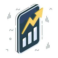 Editable design icon of mobile data analytics vector