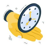 Clock on hand denoting concept of punctuality vector