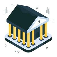 Isometric design icon of bank building vector