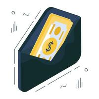 Money envelope icon in isometric design vector