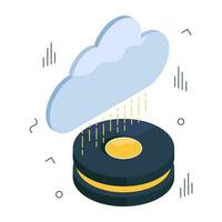 An isometric design of cloud database isolated on white background vector