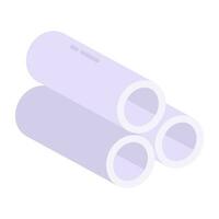 A flat design icon of plastic pipes vector