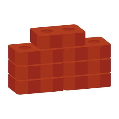 A flat rounded icon of wall construction