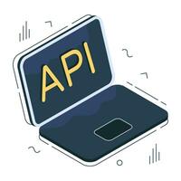 de moda diseño icono de API, solicitud programación interfaz vector