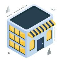 A isometric design icon of shop architecture vector