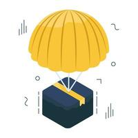 An icon design of parachute delivery vector