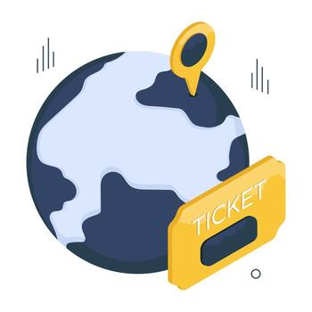 Pin with globe denoting concept of global location icon vector