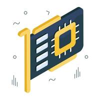 Conceptual isometric design icon of pci card vector