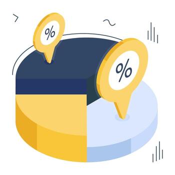 Isometric design, icon of pie chart vector