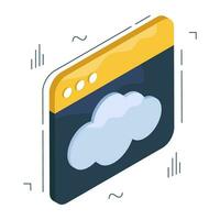 Editable design icon of cloud website vector